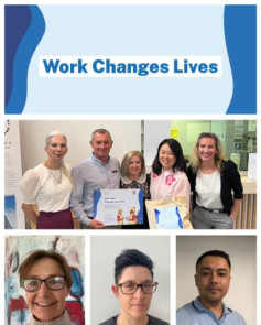 Collage of photos of team members