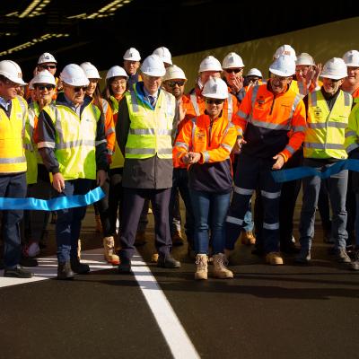 M8 Motorway team cut the ribbon to open the road